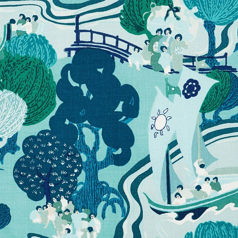 PEARL RIVER fabric SEA color by Schumacher