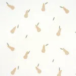 PEARS HAND BLOCK PRINT fabric BUFF AND SAGE ON WHITE color by Schumacher