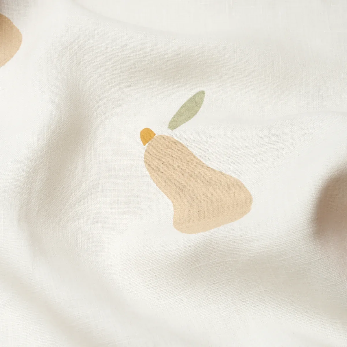 PEARS HAND BLOCK PRINT fabric BUFF AND SAGE ON WHITE color by Schumacher
