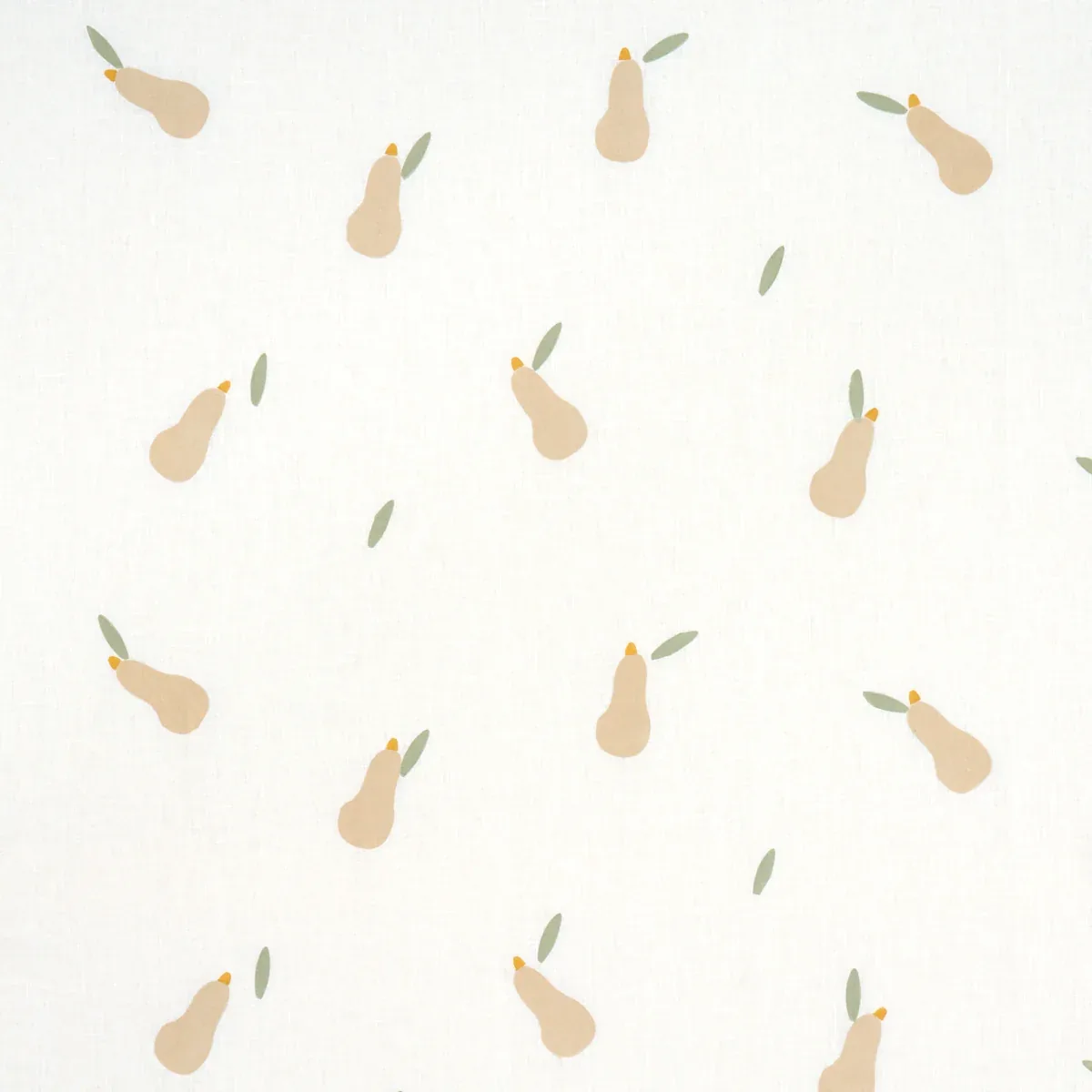PEARS HAND BLOCK PRINT fabric BUFF AND SAGE ON WHITE color by Schumacher