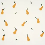 PEARS HAND BLOCK PRINT fabric GREEN AND OCHRE ON WHITE color by Schumacher