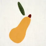PEARS HAND BLOCK PRINT fabric GREEN AND OCHRE ON WHITE color by Schumacher
