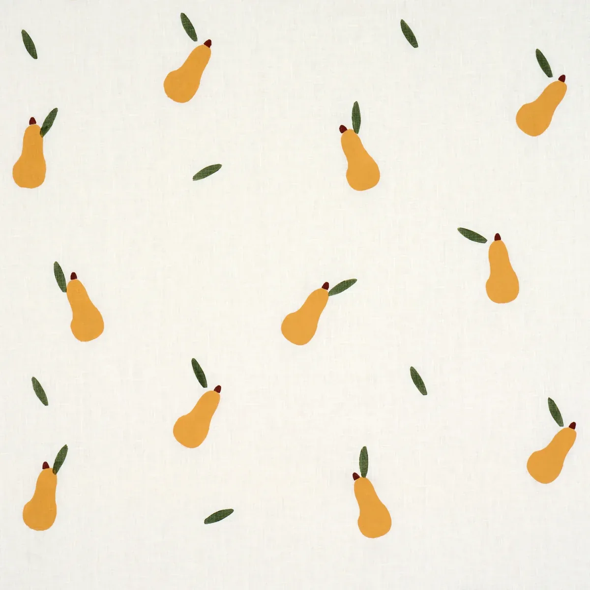 182390 | PEARS HAND BLOCK PRINT – GREEN AND OCHRE ON WHITE