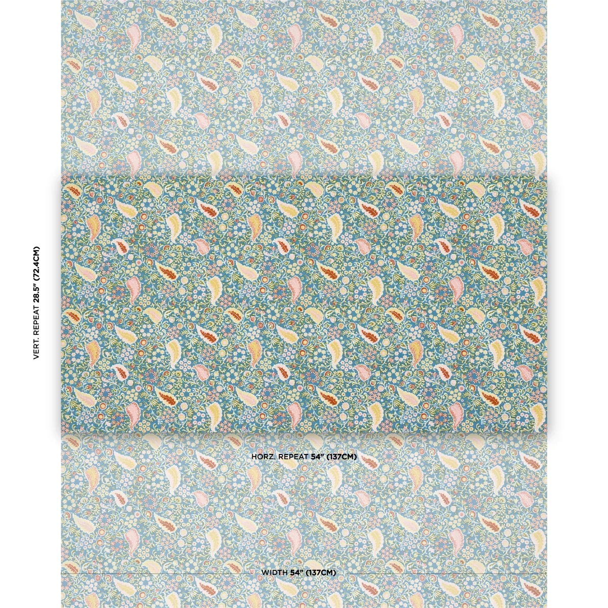 PEGGY PAISLEY fabric AZURE color by Schumacher