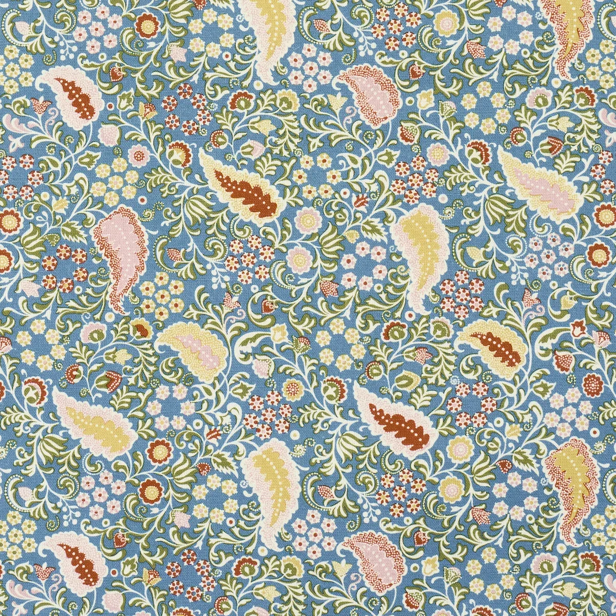 PEGGY PAISLEY fabric AZURE color by Schumacher