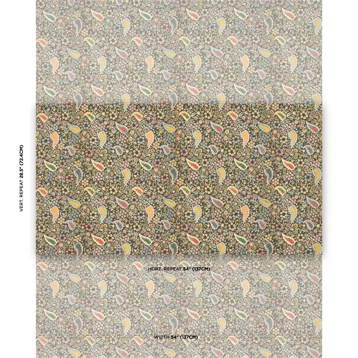 PEGGY PAISLEY fabric GRAPHITE color by Schumacher