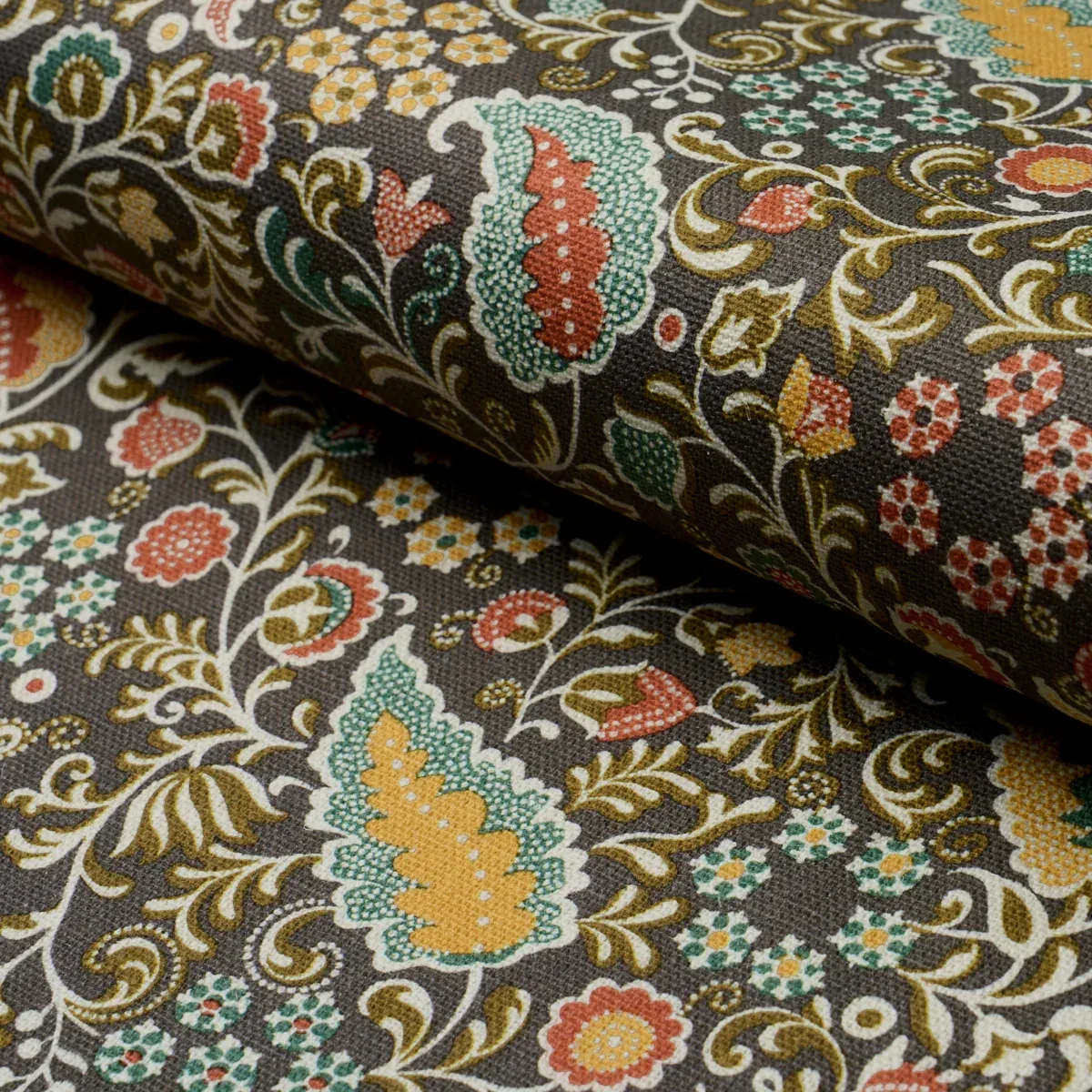 PEGGY PAISLEY fabric GRAPHITE color by Schumacher