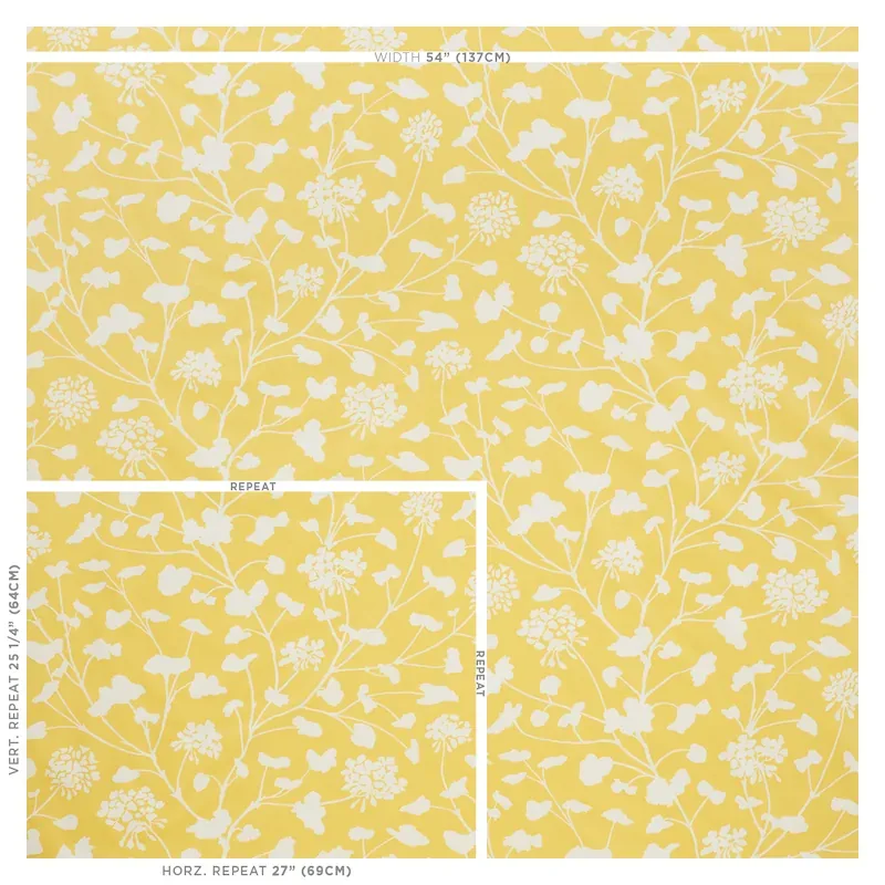 PENNICK CHINTZ fabric YELLOW color by Schumacher