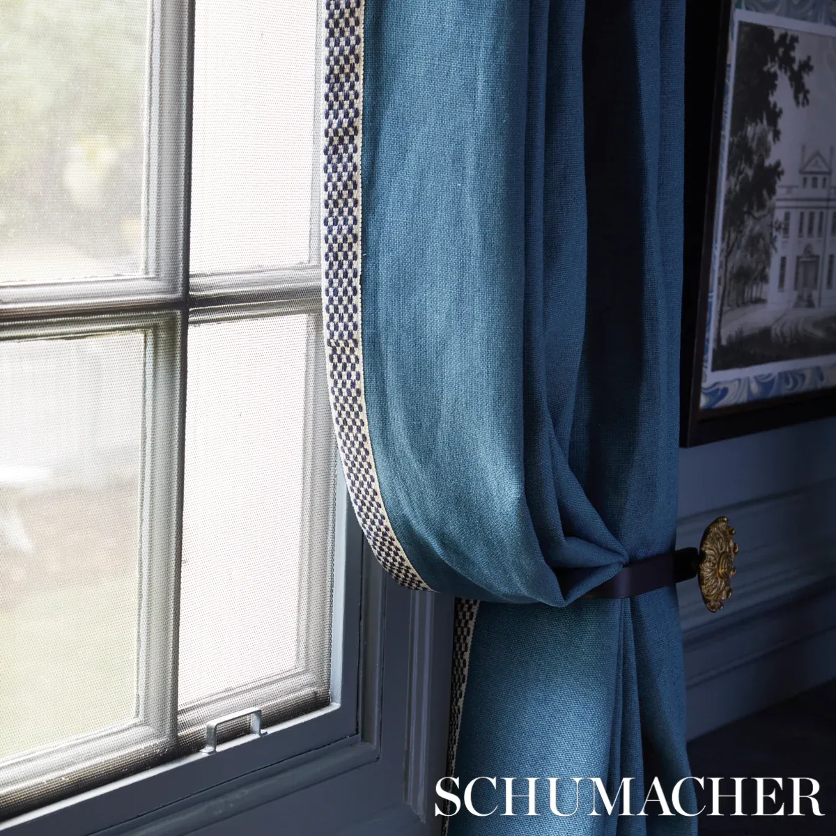 PIET PERFORMANCE LINEN Fabric – HARBOR | Schumacher | Wallpa PIET PERFORMANCE LINEN fabric HARBOR color by Schumacher