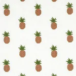 PINEAPPLE EMBROIDERY fabric APRICOT ON IVORY color by Schumacher