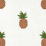 PINEAPPLE EMBROIDERY fabric APRICOT ON IVORY color by Schumacher