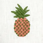 PINEAPPLE EMBROIDERY fabric APRICOT ON IVORY color by Schumacher