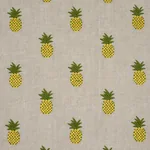 PINEAPPLE EMBROIDERY fabric GREEN ON NATURAL color by Schumacher