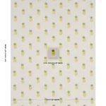 PINEAPPLE EMBROIDERY fabric GREEN ON NATURAL color by Schumacher