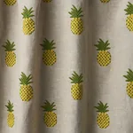 PINEAPPLE EMBROIDERY fabric GREEN ON NATURAL color by Schumacher