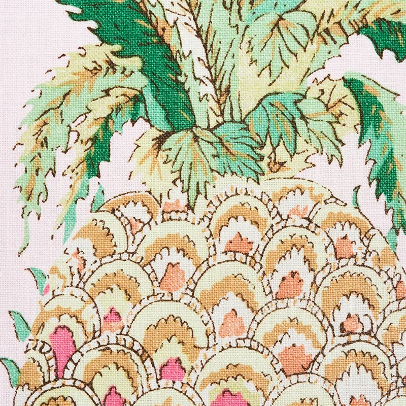 PINEAPPLES CHINTZ Fabric – BLUSH | Schumacher | Wallpaper Tw PINEAPPLES CHINTZ fabric BLUSH color by Schumacher