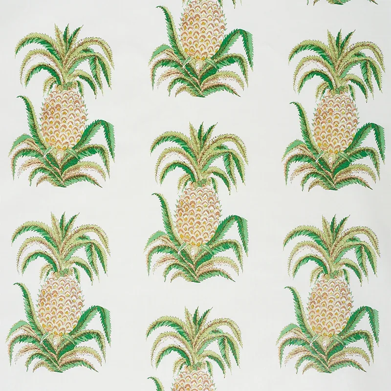 PINEAPPLES CHINTZ fabric IVORY color by Schumacher