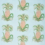 PINEAPPLES CHINTZ fabric SKY color by Schumacher