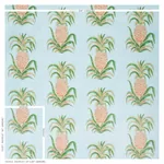 PINEAPPLES CHINTZ fabric SKY color by Schumacher