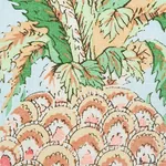 PINEAPPLES CHINTZ fabric SKY color by Schumacher