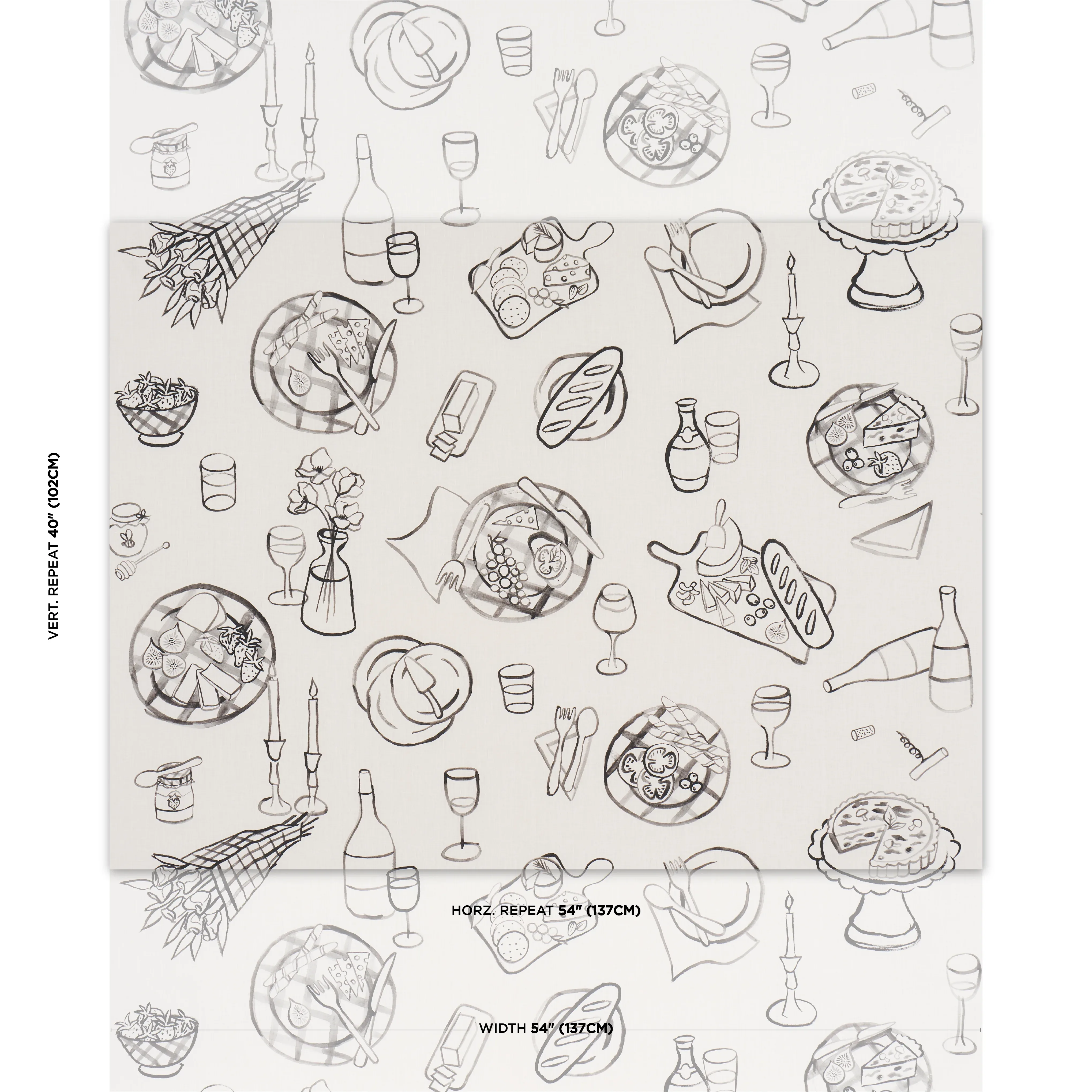 PIQUE-NIQUE Fabric – BLACK ON IVORY | Schumacher | Wallpaper PIQUE-NIQUE fabric BLACK ON IVORY color by Schumacher