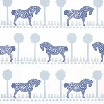 POLKA DOT PONY fabric BLUE color by Schumacher