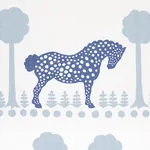POLKA DOT PONY fabric BLUE color by Schumacher