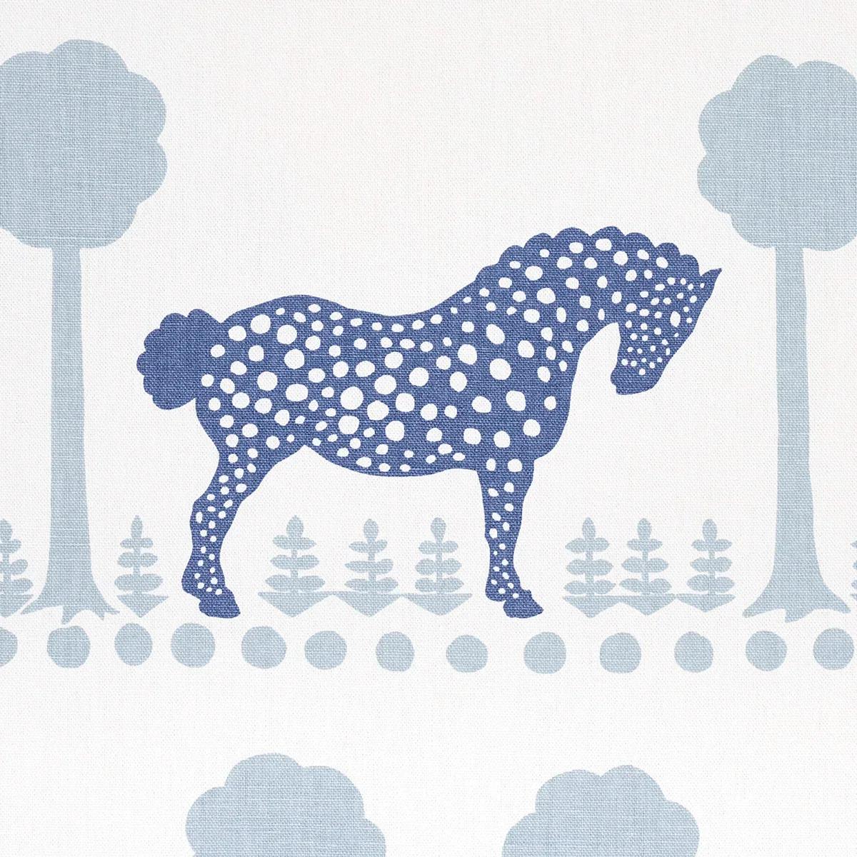 POLKA DOT PONY fabric BLUE color by Schumacher