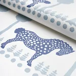 POLKA DOT PONY fabric BLUE color by Schumacher
