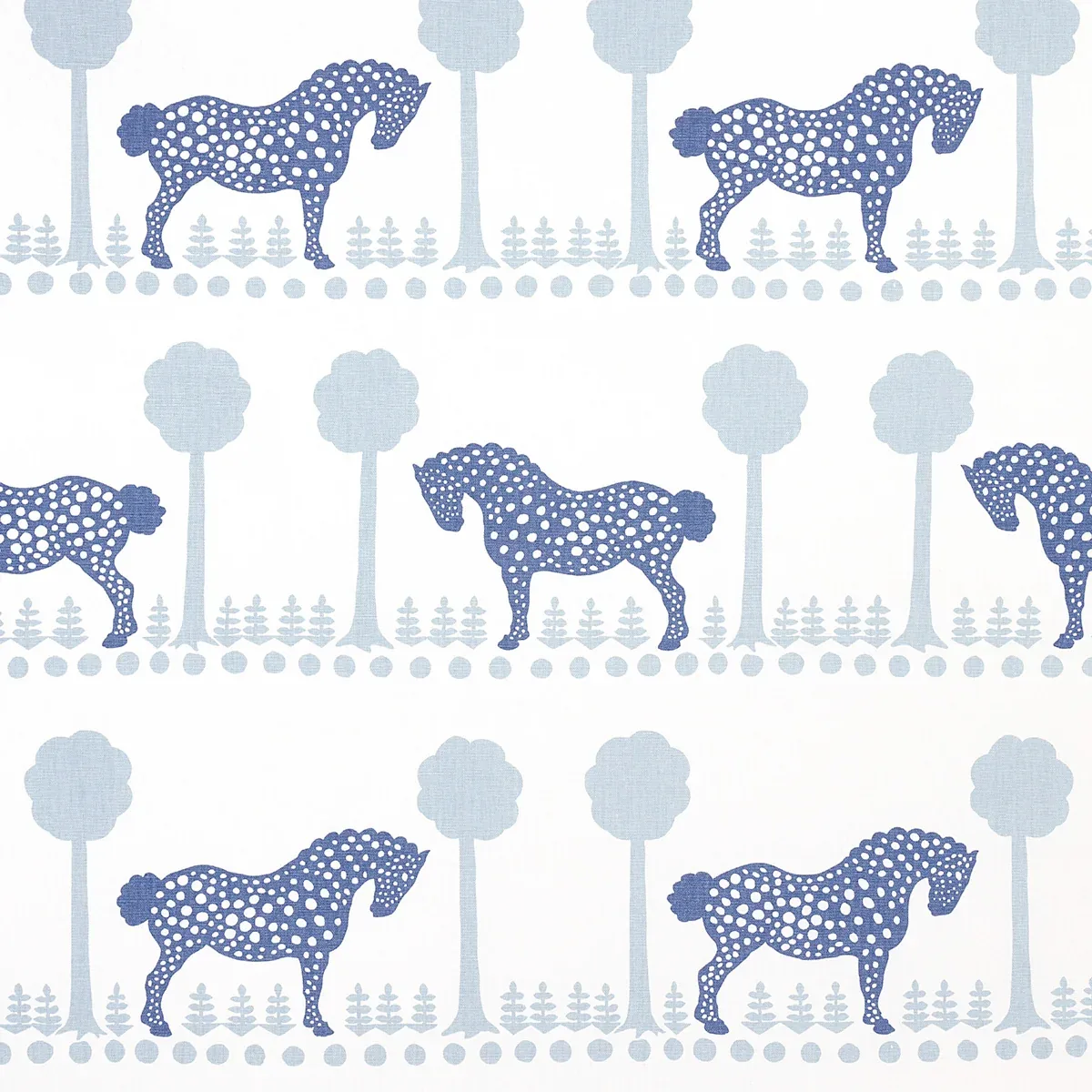 POLKA DOT PONY fabric BLUE color by Schumacher