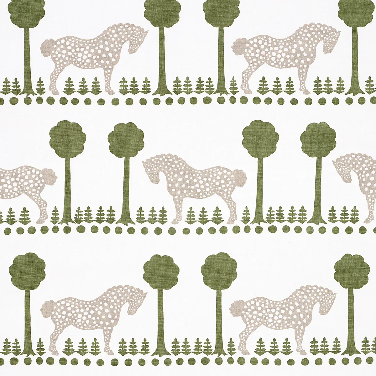 POLKA DOT PONY fabric OLIVE color by Schumacher