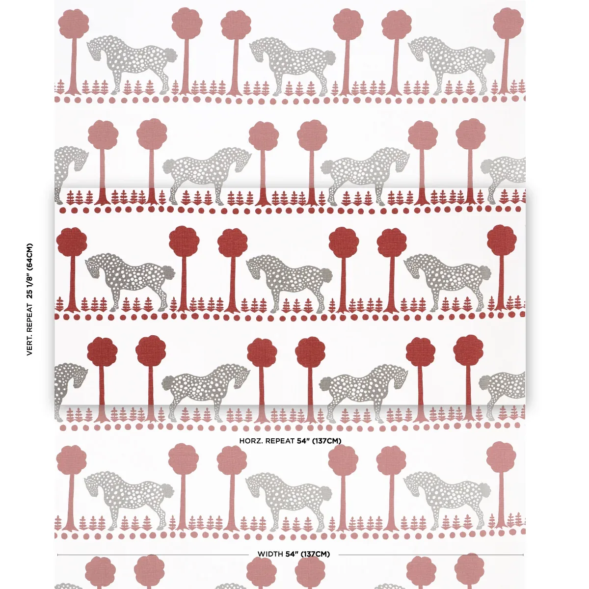 POLKA DOT PONY Fabric – RED | Schumacher | Wallpaper Twins POLKA DOT PONY fabric RED color by Schumacher