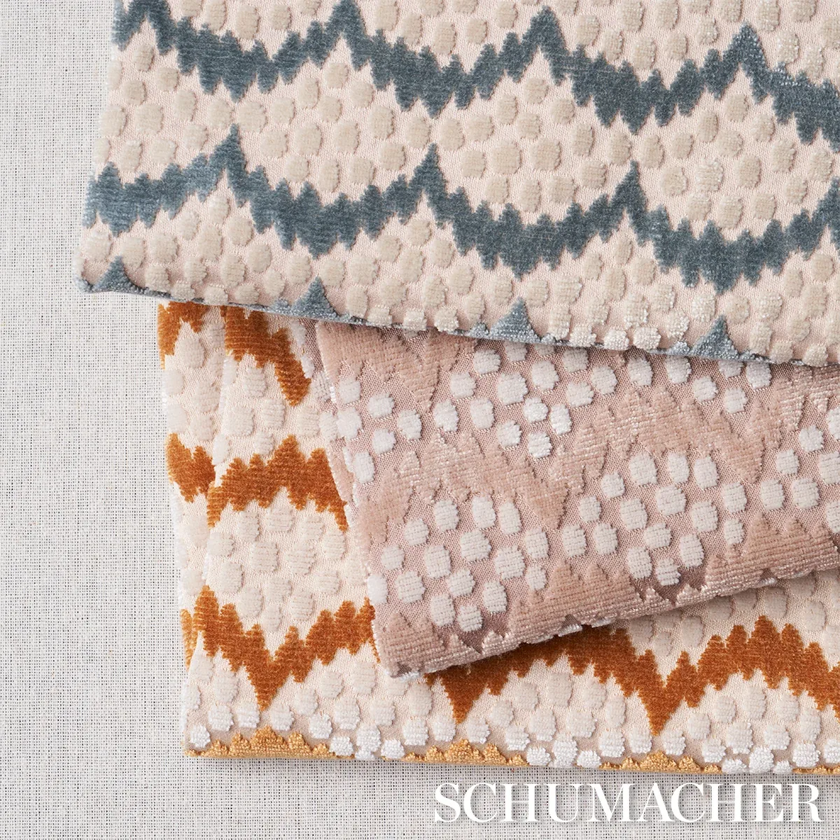 POLLEN CUT VELVET Fabric – SOFT CLAY | Schumacher | Wallpape POLLEN CUT VELVET fabric SOFT CLAY color by Schumacher
