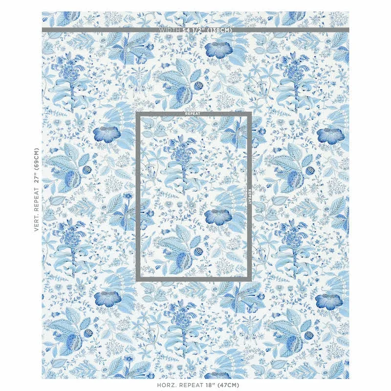 POMEGRANATE BOTANICAL fabric BLUE color by Schumacher