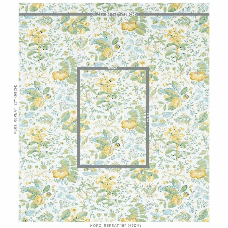 POMEGRANATE BOTANICAL Fabric – CITRON | Schumacher | Wallpap POMEGRANATE BOTANICAL fabric CITRON color by Schumacher