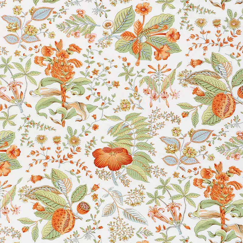POMEGRANATE BOTANICAL fabric ORANGE color by Schumacher