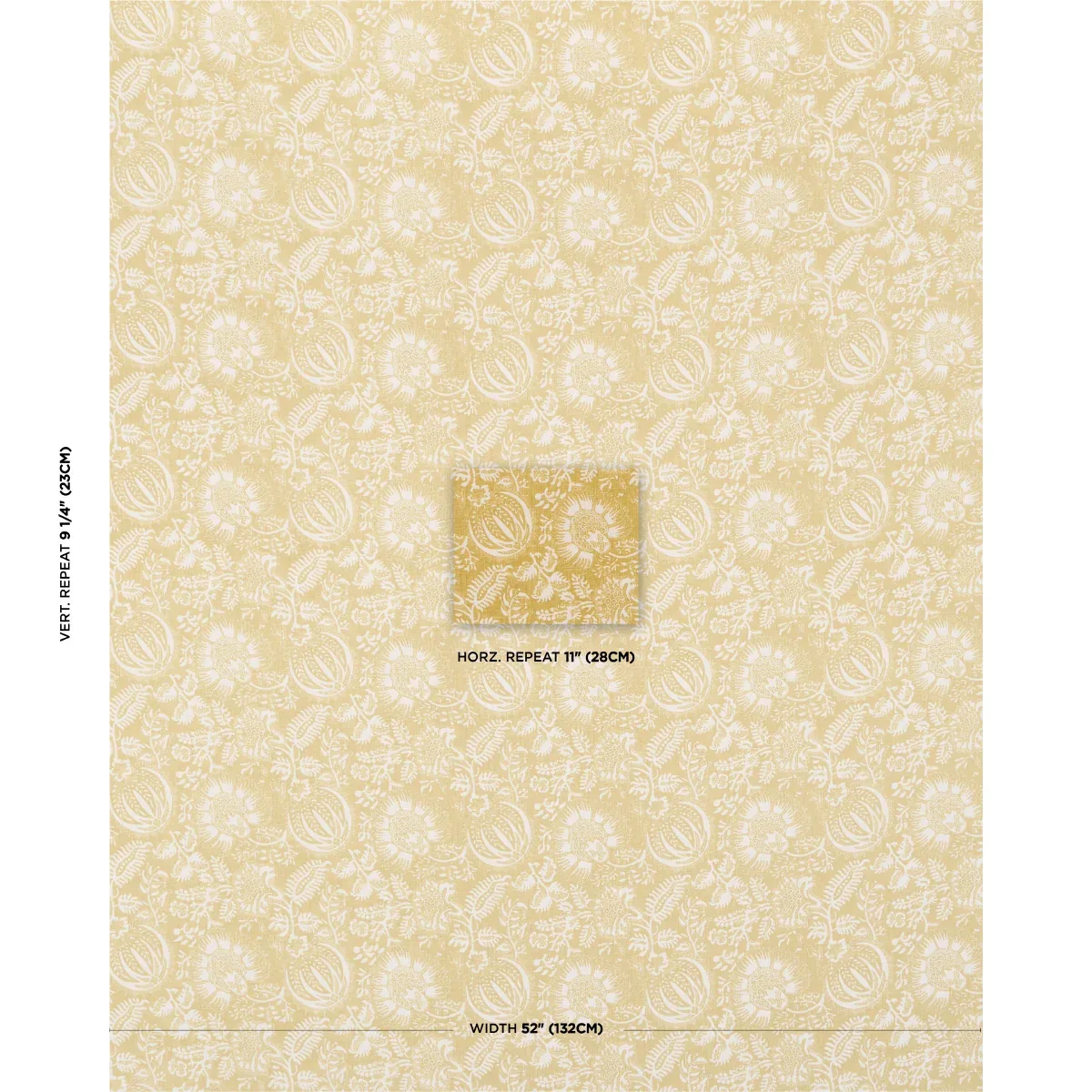 POMEGRANATE PRINT fabric CITRON color by Schumacher