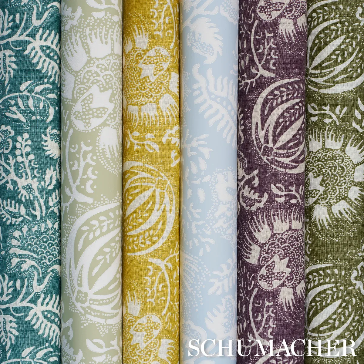 POMEGRANATE PRINT fabric CITRON color by Schumacher