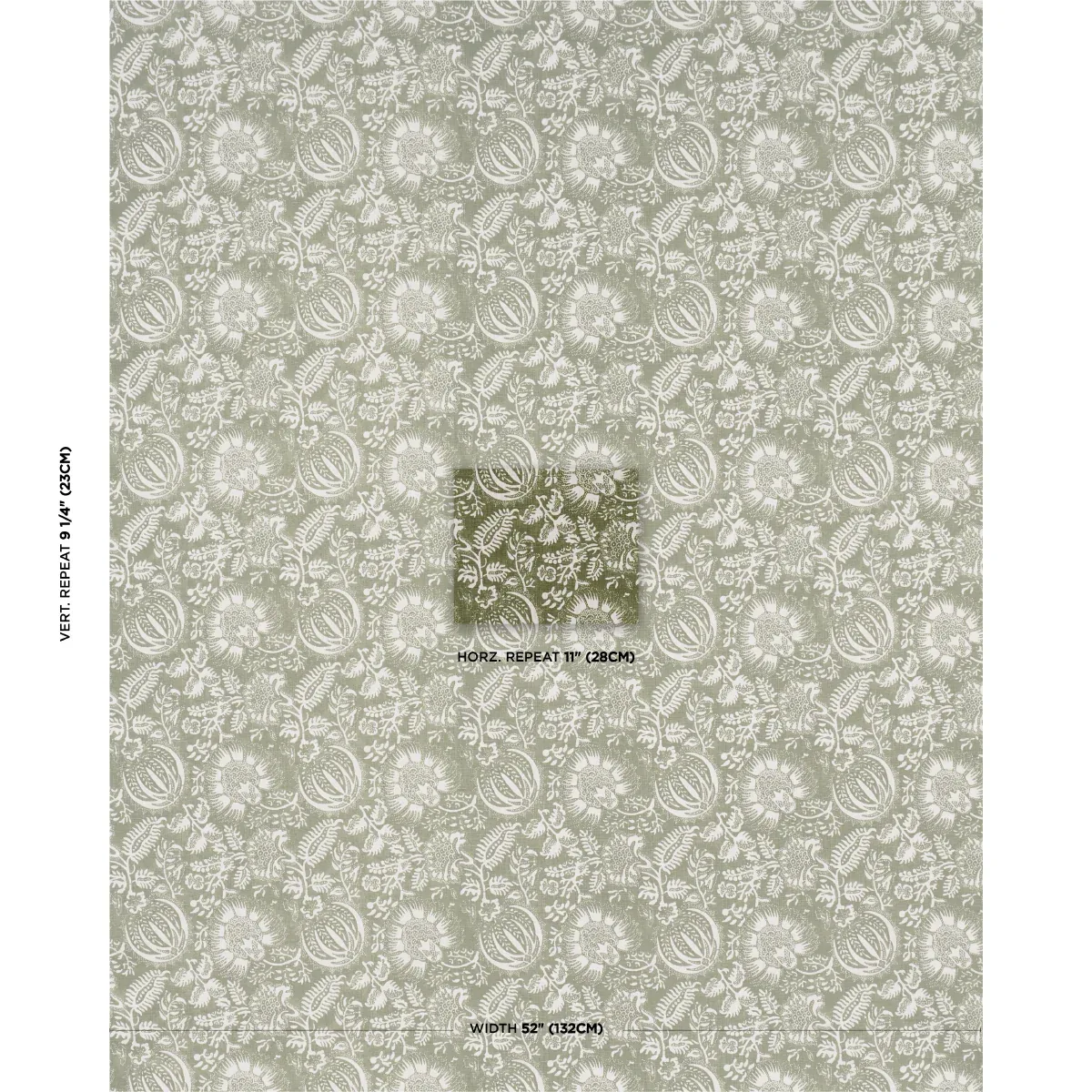 POMEGRANATE PRINT fabric OLIVE color by Schumacher