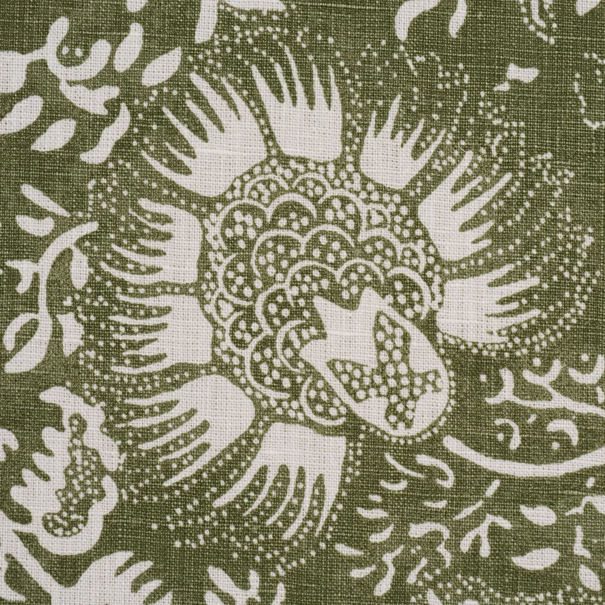 POMEGRANATE PRINT fabric OLIVE color by Schumacher