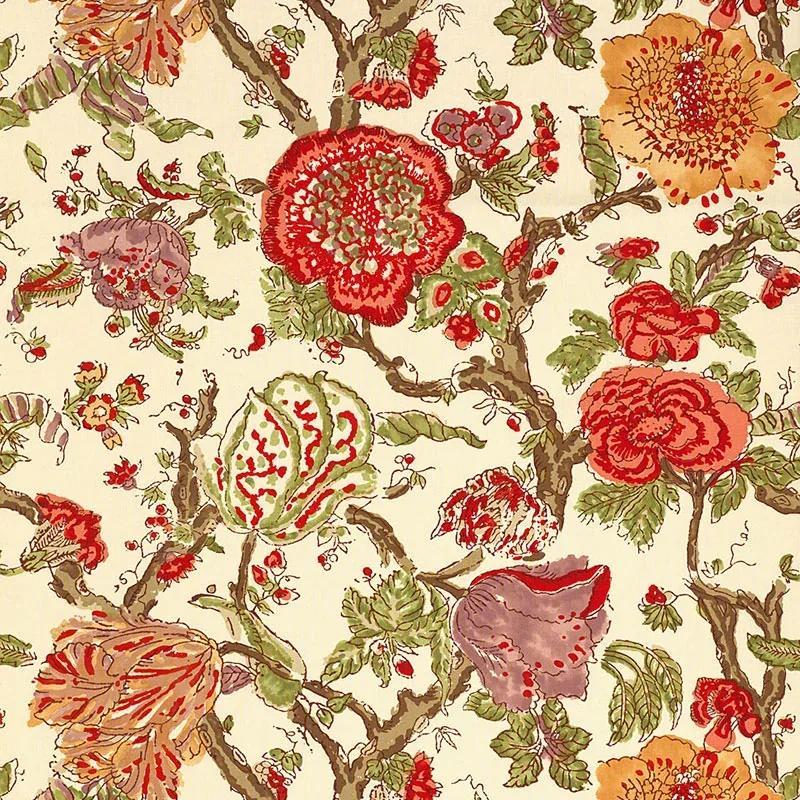 PONDICHERRY fabric CORAL color by Schumacher