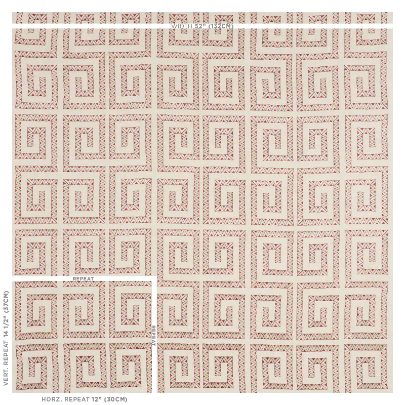 PRADO EMBROIDERY fabric RED color by Schumacher