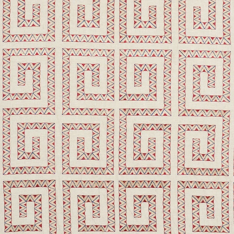 PRADO EMBROIDERY fabric RED color by Schumacher