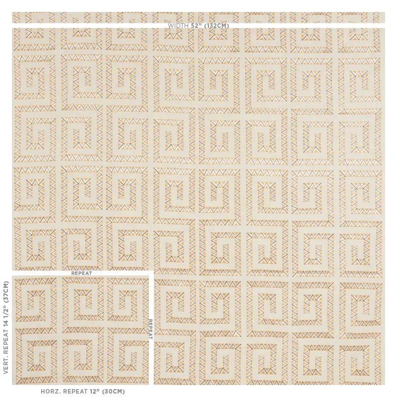 PRADO EMBROIDERY fabric SAFFRON color by Schumacher