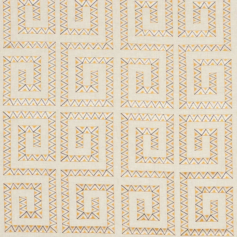 PRADO EMBROIDERY fabric SAFFRON color by Schumacher