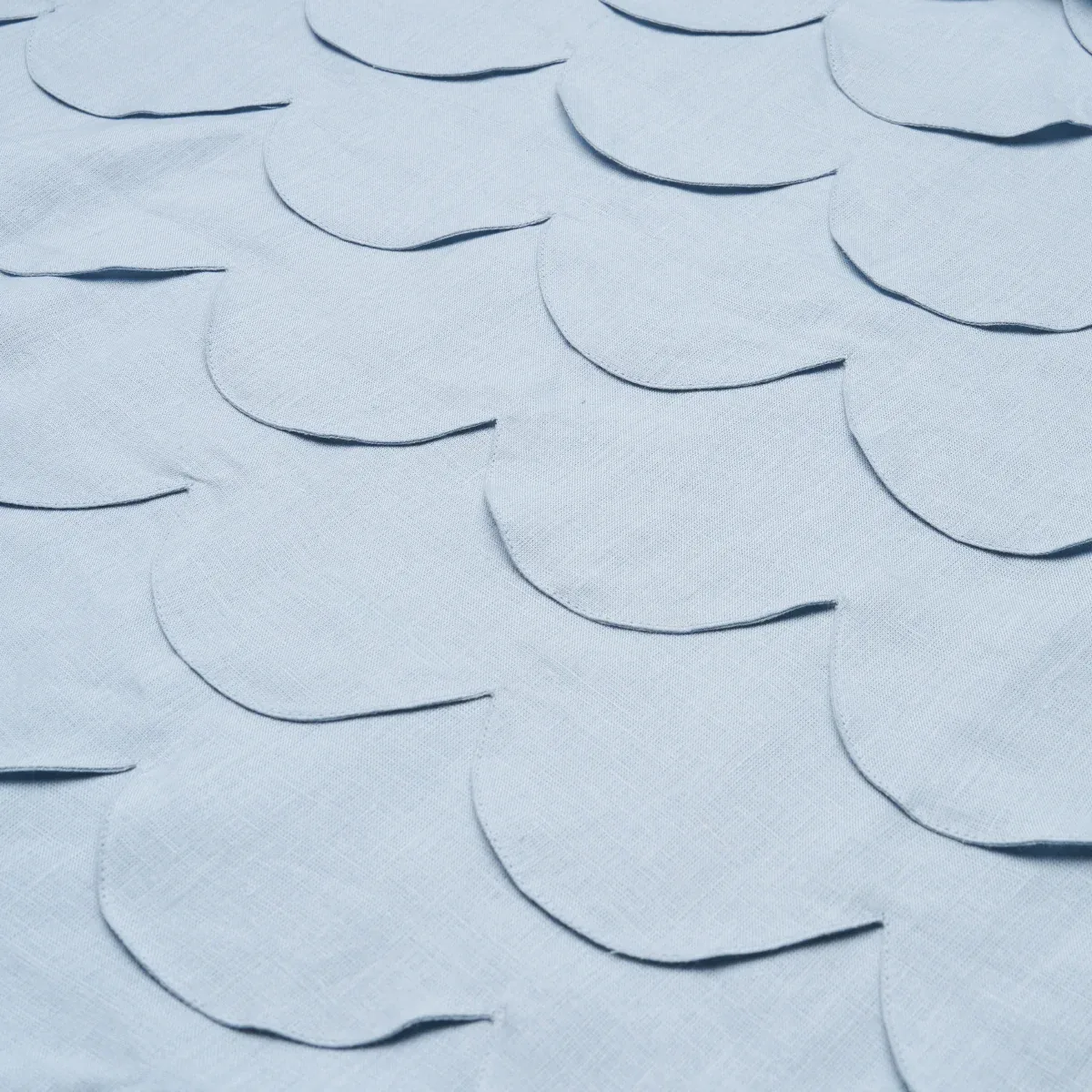 PREP SCHOOL HAND PIECED SCALLOP Fabric – BLUE | Schumacher | PREP SCHOOL HAND PIECED SCALLOP fabric BLUE color by Schumacher