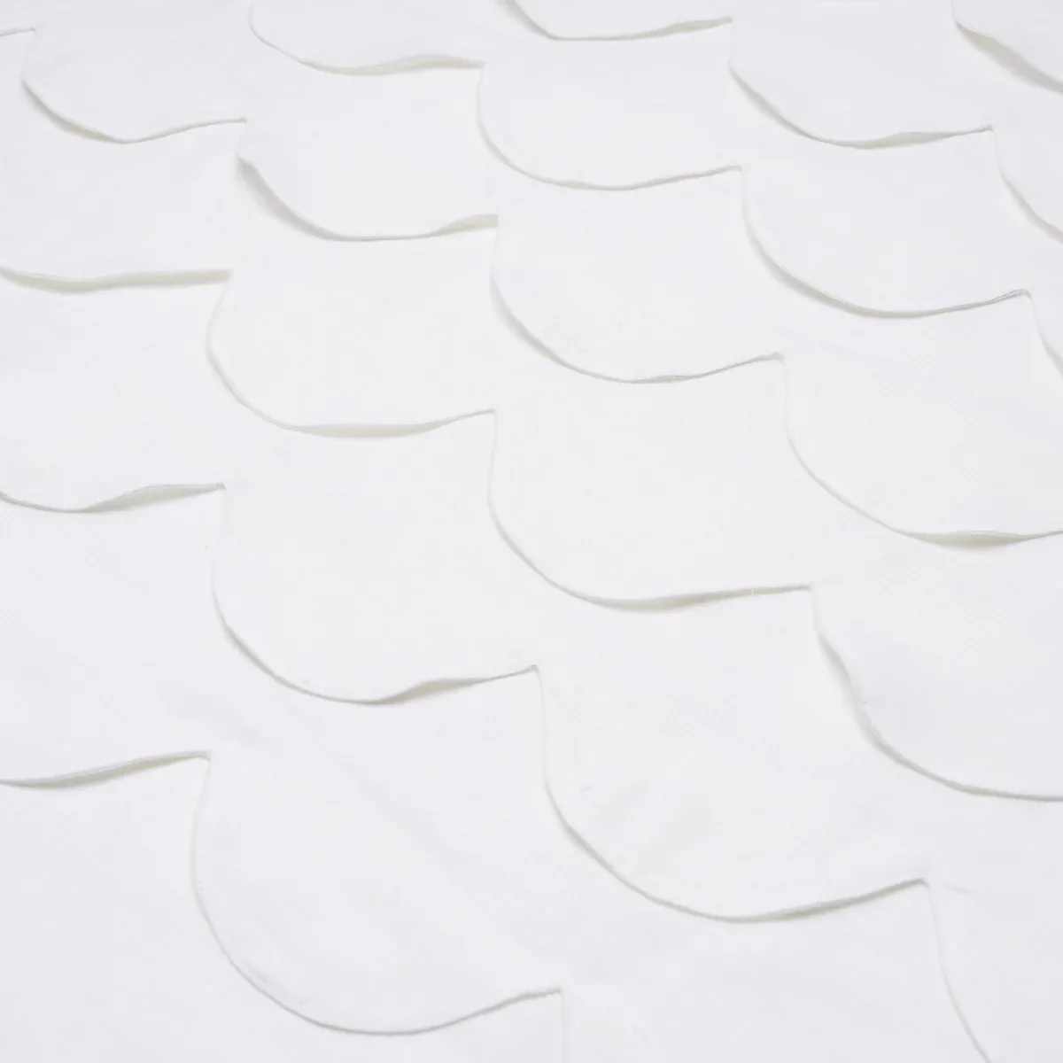 PREP SCHOOL HAND PIECED SCALLOP fabric WHITE color by Schumacher
