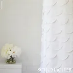 PREP SCHOOL HAND PIECED SCALLOP fabric WHITE color by Schumacher