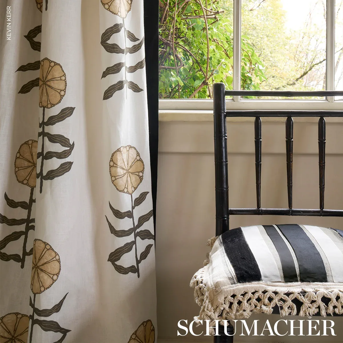 PRETTY PETALS Fabric – NEUTRAL | Schumacher | Wallpaper Twin PRETTY PETALS fabric NEUTRAL color by Schumacher