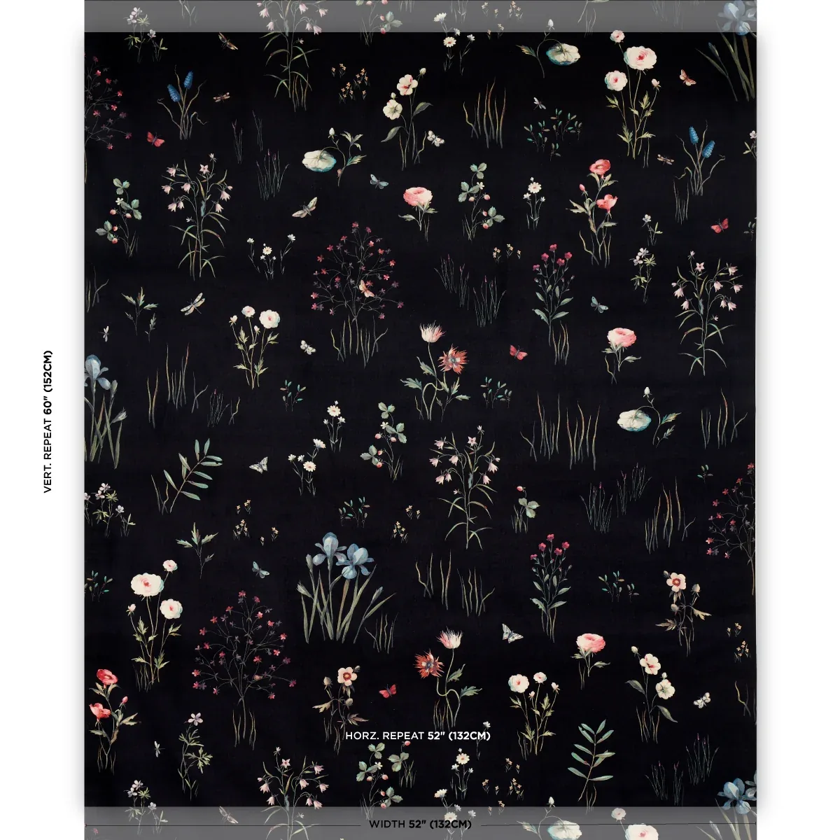 PRIMAVERA VELVET fabric BLACK color by Schumacher